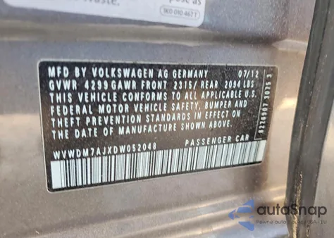 2013 Volkswagen Golf from USA, damaged, VIN WVWDM7AJXDW052048